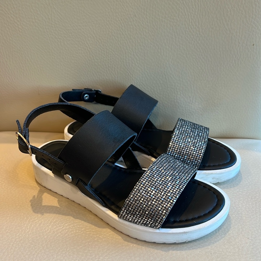 Giulia Palai Black Strappy Glitter Sandals size: little Girl 1